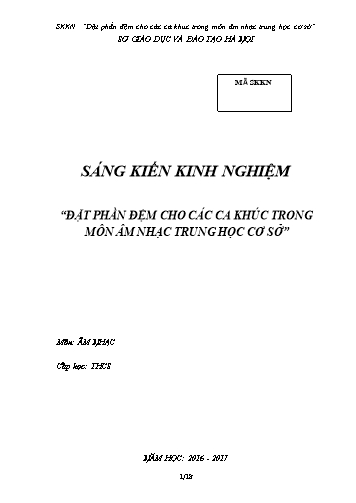 Sáng kiến kinh nghiệm Đặt phần đệm cho các ca khúc trong môn Âm nhạc Trung học cơ sở