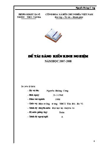 Sáng kiến kinh nghiệm Phương pháp giải các bài toán cực trị hình học