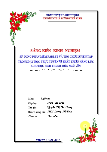 Sáng kiến kinh nghiệm Sử dụng phần mềm Padlet và trò chơi luyện tập trong dạy trực tuyến để phát triển năng lực cho học sinh THCS ở môn Ngữ văn