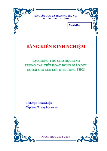 Sáng kiến kinh nghiệm Tạo hứng thú cho học sinh trong các tiết hoạt động giáo dục ngoài giờ lên lớp ở trường THCS