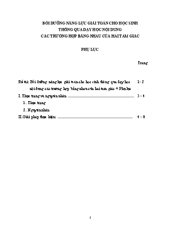 SKKN Bồi dưỡng năng lực giải Toán cho học sinh thông qua dạy học nội dung các trường hợp bằng nhau của hai tam giác