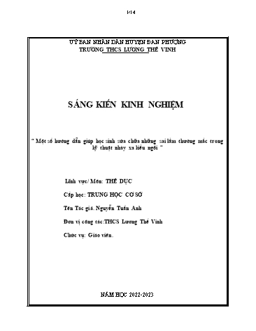 SKKN Một số hướng dẫn giúp học sinh sửa chữa những sai lầm thường mắc trong kỹ thuật nhảy xa kiểu ngồi