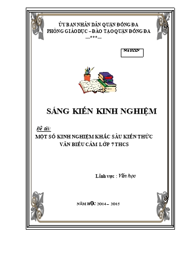 SKKN Một số kinh nghiệm khắc sâu kiến thức văn biểu cảm Lớp 7 THCS