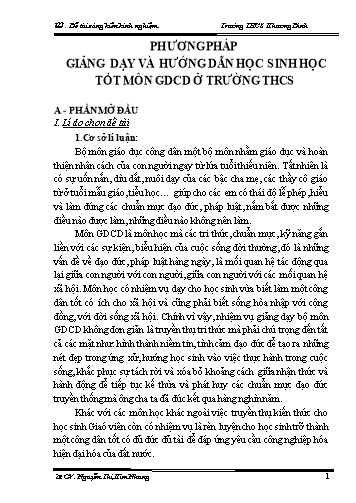 SKKN Phương pháp giảng dạy và hướng dẫn học sinh học tốt bộ môn GDCD ở trường THCS