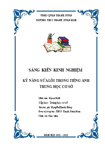 Sáng kiến kinh nghiệm Kỹ năng sửa lỗi trong Tiếng Anh Trung học cơ sở