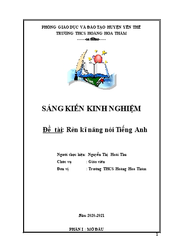 Sáng kiến kinh nghiệm Rèn kĩ năng nói Tiếng Anh