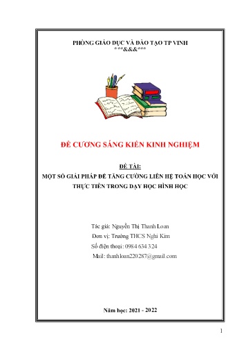 Đề cương SKKN Một số giải pháp để tăng cường liên hệ toán học với thực tiễn trong dạy học hình học