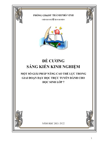 Đề cương SKKN Một số giải pháp nâng cao thể lực trong giai đoạn dạy học trực tuyến dành cho học sinh Lớp 7