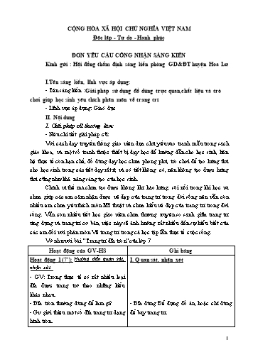 Sáng kiến kinh nghiệm Giải pháp sử dụng đồ dùng trực quan, chất liệu và trò chơi giúp học sinh yêu thích phân môn vẽ trang trí