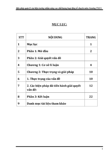 SKKN Biện pháp quản lý của hiệu trưởng nhằm nâng cao chất lượng hoạt động tổ chuyên môn ở trường THCS