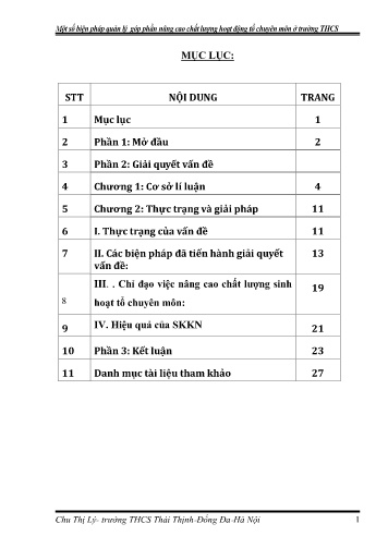 SKKN Một số biện pháp quản lý góp phần nâng cao chất lượng hoạt động tổ chuyên môn ở trường Trung học cơ sở