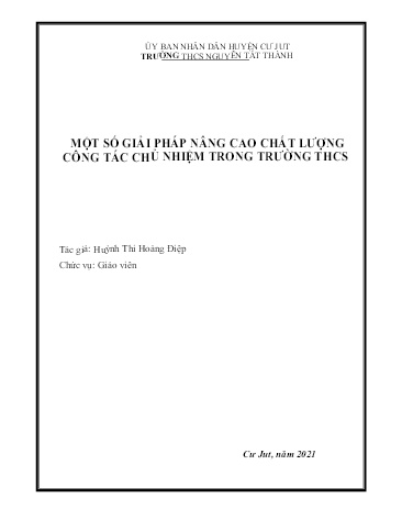 SKKN Một số giải pháp nâng cao chất lượng công tác chủ nhiệm trong trường THCS